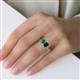 5 - Elyse 6.00 mm Cushion Shape Lab Created Emerald and 7x5 mm Emerald Shape London Blue Topaz 2 Stone Duo Ring 