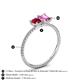 4 - Elyse 6.00 mm Cushion Shape Lab Created Ruby and 7x5 mm Emerald Shape Lab Created Pink Sapphire 2 Stone Duo Ring 