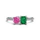 1 - Elyse 6.00 mm Cushion Shape Lab Created Pink Sapphire and 7x5 mm Emerald Shape Lab Created Emerald 2 Stone Duo Ring 