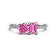 1 - Elyse 6.00 mm Cushion Shape and 7x5 mm Emerald Shape Lab Created Pink Sapphire 2 Stone Duo Ring 