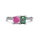 1 - Elyse 6.00 mm Cushion Shape Lab Created Pink Sapphire and 7x5 mm Emerald Shape Lab Created Alexandrite 2 Stone Duo Ring 