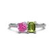 1 - Elyse 6.00 mm Cushion Shape Lab Created Pink Sapphire and 7x5 mm Emerald Shape Peridot 2 Stone Duo Ring 