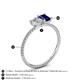 4 - Elyse 6.00 mm Cushion Shape Forever One Moissanite and 7x5 mm Emerald Shape Lab Created Blue Sapphire 2 Stone Duo Ring 