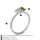 4 - Elyse 6.00 mm Cushion Shape Forever One Moissanite and 7x5 mm Emerald Shape Peridot 2 Stone Duo Ring 