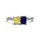 1 - Elyse 6.00 mm Cushion Shape Lab Created Yellow Sapphire and 7x5 mm Emerald Shape Lab Created Blue Sapphire 2 Stone Duo Ring 