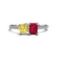 1 - Elyse 6.00 mm Cushion Shape Lab Created Yellow Sapphire and 7x5 mm Emerald Shape Lab Created Ruby 2 Stone Duo Ring 