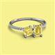 2 - Elyse 6.00 mm Cushion Shape and 7x5 mm Emerald Shape Lab Created Yellow Sapphire 2 Stone Duo Ring 