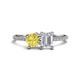1 - Elyse 6.00 mm Cushion Shape Lab Created Yellow Sapphire and 7x5 mm Emerald Shape White Sapphire 2 Stone Duo Ring 