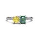 1 - Elyse 6.00 mm Cushion Shape Lab Created Yellow Sapphire and 7x5 mm Emerald Shape Lab Created Alexandrite 2 Stone Duo Ring 