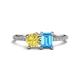 1 - Elyse 6.00 mm Cushion Shape Lab Created Yellow Sapphire and 7x5 mm Emerald Shape Blue Topaz 2 Stone Duo Ring 