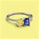 2 - Elyse 6.00 mm Cushion Shape Lab Created Yellow Sapphire and 7x5 mm Emerald Shape Iolite 2 Stone Duo Ring 