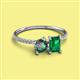 2 - Elyse 6.00 mm Cushion Shape Lab Created Alexandrite and 7x5 mm Emerald Shape Lab Created Emerald 2 Stone Duo Ring 