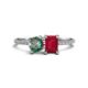 1 - Elyse 6.00 mm Cushion Shape Lab Created Alexandrite and 7x5 mm Emerald Shape Lab Created Ruby 2 Stone Duo Ring 