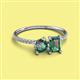 2 - Elyse 6.00 mm Cushion Shape and 7x5 mm Emerald Shape Lab Created Alexandrite 2 Stone Duo Ring 