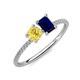 3 - Elyse 6.00 mm Cushion Shape Lab Created Yellow Sapphire and 7x5 mm Emerald Shape Lab Created Blue Sapphire 2 Stone Duo Ring 