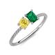 3 - Elyse 6.00 mm Cushion Shape Lab Created Yellow Sapphire and 7x5 mm Emerald Shape Lab Created Emerald 2 Stone Duo Ring 