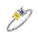 3 - Elyse 6.00 mm Cushion Shape Lab Created Yellow Sapphire and GIA Certified 7x5 mm Emerald Shape Diamond 2 Stone Duo Ring 