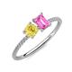 3 - Elyse 6.00 mm Cushion Shape Lab Created Yellow Sapphire and 7x5 mm Emerald Shape Lab Created Pink Sapphire 2 Stone Duo Ring 
