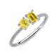 3 - Elyse 6.00 mm Cushion Shape and 7x5 mm Emerald Shape Lab Created Yellow Sapphire 2 Stone Duo Ring 