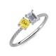 3 - Elyse 6.00 mm Cushion Shape Lab Created Yellow Sapphire and 7x5 mm Emerald Shape White Sapphire 2 Stone Duo Ring 