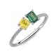 3 - Elyse 6.00 mm Cushion Shape Lab Created Yellow Sapphire and 7x5 mm Emerald Shape Lab Created Alexandrite 2 Stone Duo Ring 