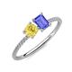 3 - Elyse 6.00 mm Cushion Shape Lab Created Yellow Sapphire and 7x5 mm Emerald Shape Tanzanite 2 Stone Duo Ring 