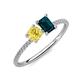 3 - Elyse 6.00 mm Cushion Shape Lab Created Yellow Sapphire and 7x5 mm Emerald Shape London Blue Topaz 2 Stone Duo Ring 