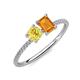 3 - Elyse 6.00 mm Cushion Shape Lab Created Yellow Sapphire and 7x5 mm Emerald Shape Citrine 2 Stone Duo Ring 