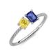 3 - Elyse 6.00 mm Cushion Shape Lab Created Yellow Sapphire and 7x5 mm Emerald Shape Iolite 2 Stone Duo Ring 