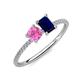 3 - Elyse 6.00 mm Cushion Shape Lab Created Pink Sapphire and 7x5 mm Emerald Shape Lab Created Blue Sapphire 2 Stone Duo Ring 