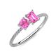 3 - Elyse 6.00 mm Cushion Shape and 7x5 mm Emerald Shape Lab Created Pink Sapphire 2 Stone Duo Ring 
