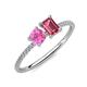 3 - Elyse 6.00 mm Cushion Shape Lab Created Pink Sapphire and 7x5 mm Emerald Shape Pink Tourmaline 2 Stone Duo Ring 