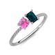 3 - Elyse 6.00 mm Cushion Shape Lab Created Pink Sapphire and 7x5 mm Emerald Shape London Blue Topaz 2 Stone Duo Ring 