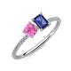 3 - Elyse 6.00 mm Cushion Shape Lab Created Pink Sapphire and 7x5 mm Emerald Shape Iolite 2 Stone Duo Ring 