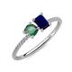 3 - Elyse 6.00 mm Cushion Shape Lab Created Alexandrite and 7x5 mm Emerald Shape Lab Created Blue Sapphire 2 Stone Duo Ring 