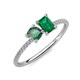 3 - Elyse 6.00 mm Cushion Shape Lab Created Alexandrite and 7x5 mm Emerald Shape Lab Created Emerald 2 Stone Duo Ring 