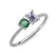 3 - Elyse 6.00 mm Cushion Shape Lab Created Alexandrite and GIA Certified 7x5 mm Emerald Shape Diamond 2 Stone Duo Ring 