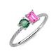 3 - Elyse 6.00 mm Cushion Shape Lab Created Alexandrite and 7x5 mm Emerald Shape Lab Created Pink Sapphire 2 Stone Duo Ring 