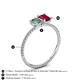 4 - Elyse 6.00 mm Cushion Shape Lab Created Alexandrite and 7x5 mm Emerald Shape Lab Created Ruby 2 Stone Duo Ring 