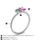 4 - Elyse 6.00 mm Cushion Shape Lab Created Alexandrite and 7x5 mm Emerald Shape Lab Created Pink Sapphire 2 Stone Duo Ring 