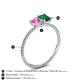 4 - Elyse 6.00 mm Cushion Shape Lab Created Pink Sapphire and 7x5 mm Emerald Shape Lab Created Emerald 2 Stone Duo Ring 