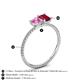 4 - Elyse 6.00 mm Cushion Shape Lab Created Pink Sapphire and 7x5 mm Emerald Shape Lab Created Ruby 2 Stone Duo Ring 