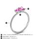 4 - Elyse 6.00 mm Cushion Shape and 7x5 mm Emerald Shape Lab Created Pink Sapphire 2 Stone Duo Ring 