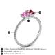 4 - Elyse 6.00 mm Cushion Shape Lab Created Pink Sapphire and 7x5 mm Emerald Shape Pink Tourmaline 2 Stone Duo Ring 