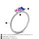 4 - Elyse 6.00 mm Cushion Shape Lab Created Pink Sapphire and 7x5 mm Emerald Shape Tanzanite 2 Stone Duo Ring 