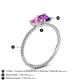 4 - Elyse 6.00 mm Cushion Shape Lab Created Pink Sapphire and 7x5 mm Emerald Shape Amethyst 2 Stone Duo Ring 