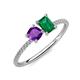 3 - Elyse 6.00 mm Cushion Shape Amethyst and 7x5 mm Emerald Shape Lab Created Emerald 2 Stone Duo Ring 