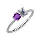 3 - Elyse 6.00 mm Cushion Shape Amethyst and 7x5 mm Emerald Shape Forever One Moissanite 2 Stone Duo Ring 