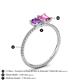4 - Elyse 6.00 mm Cushion Shape Amethyst and 7x5 mm Emerald Shape Lab Created Pink Sapphire 2 Stone Duo Ring 