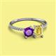 2 - Elyse 6.00 mm Cushion Shape Amethyst and 7x5 mm Emerald Shape Lab Created Yellow Sapphire 2 Stone Duo Ring 